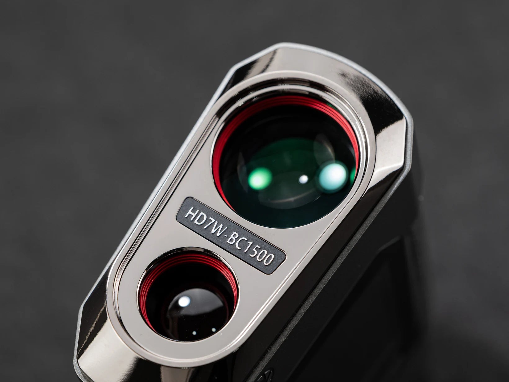 Close-up of the HD7W-BC1500 optical lenses and model badge