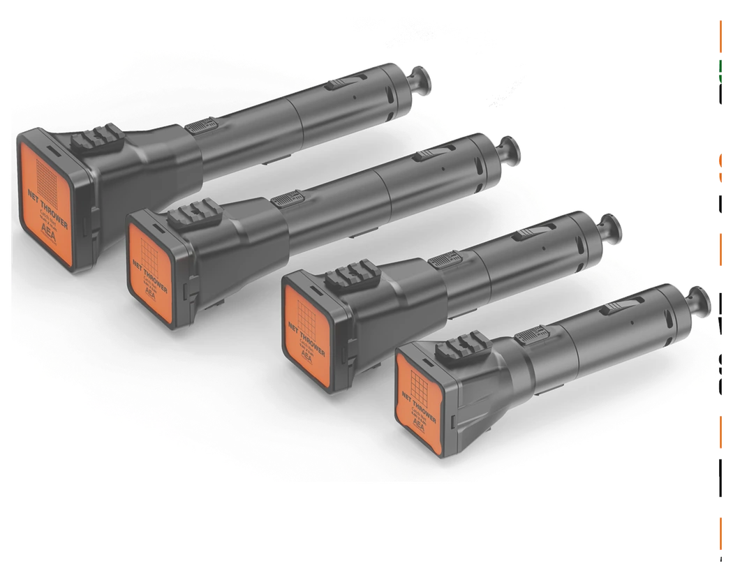 AEA standardized high pressure air cartridge net throwers in multiple lengths